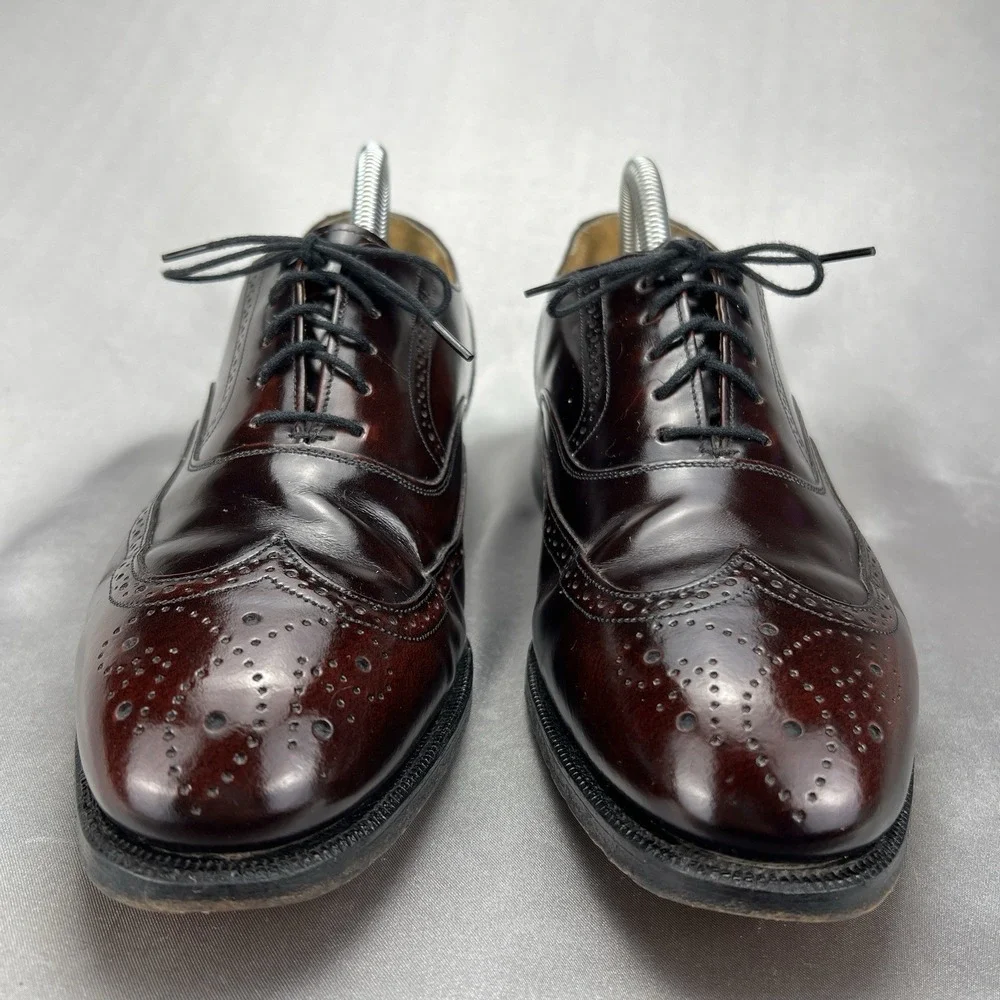 Johnston Murphy Optima Burgundy Wingtip Oxford Brogue Shoes Men's 7.5 D Business